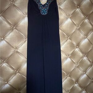 Studio Black Maxi Dress with Blue Accents